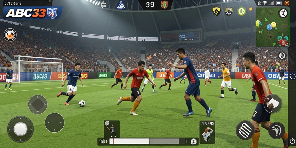Tampilan gameplay mendebarkan dari ABC33 yang penuh aksi sepak bola.