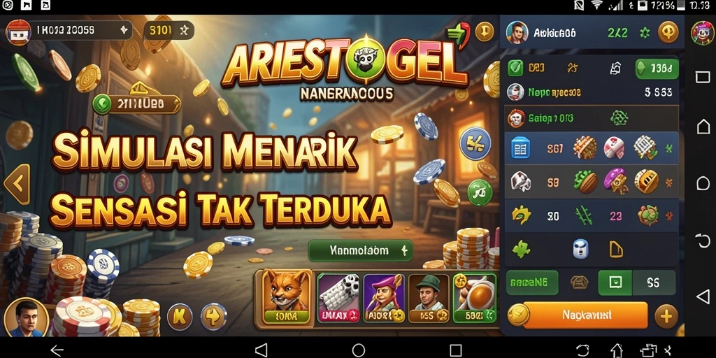 Tampilan gameplay ARIESTOGEL yang menarik dan interaktif.