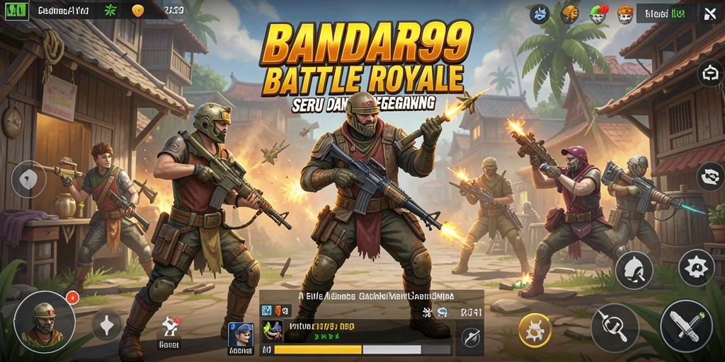 Tampilan gameplay seru dari BANDAR99 di medan perang Battle Royale.