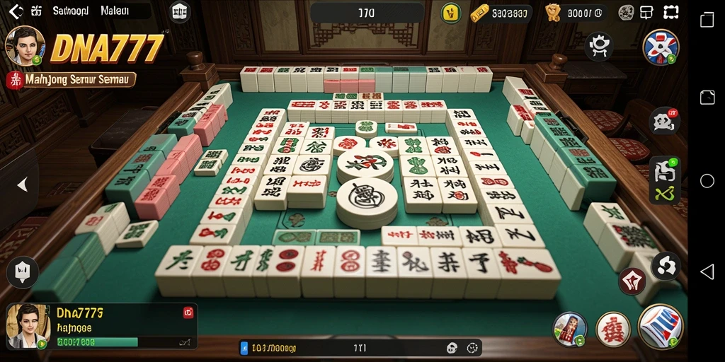 Screenshot gameplay DNA777 menampilkan suasana permainan Mahjong yang seru.
