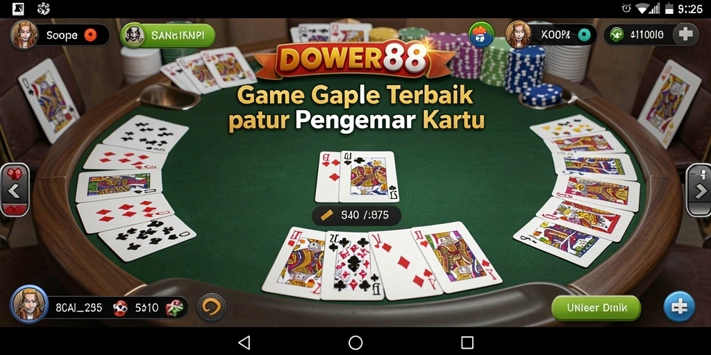 Tampilan gameplay DOWER88 yang seru dan menarik saat bermain Gaple.