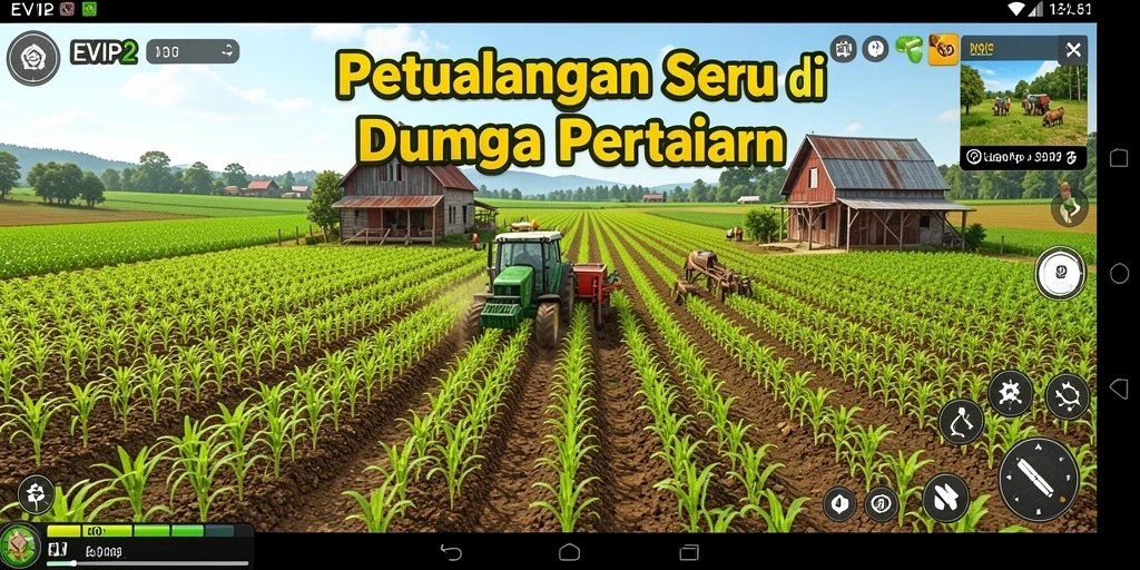 Tangkapan layar EVIP2 menampilkan gameplay seru saat bertani.