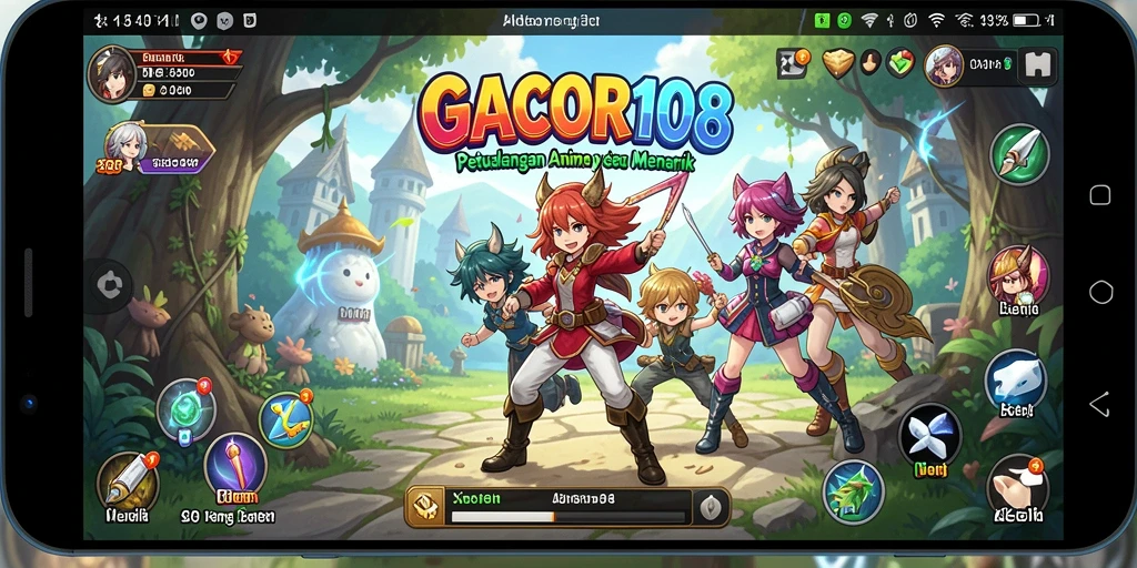 Tampilan gameplay menarik dari GACOR108 dengan karakter anime yang menghibur.