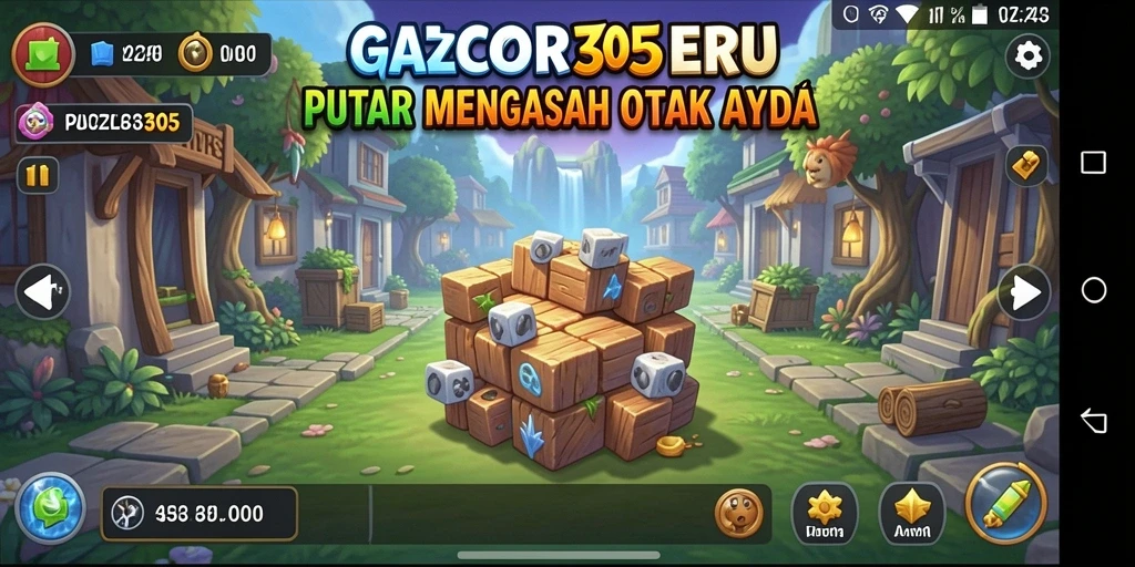 Tampilan gameplay GACOR305 yang menantang dan penuh warna.