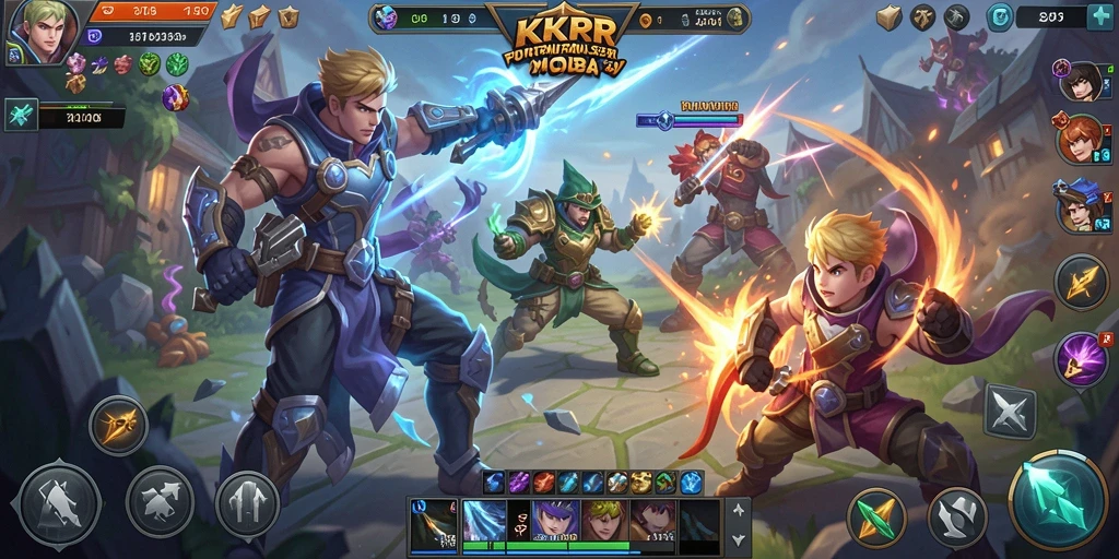 Tangkapan layar gameplay seru di arena pertempuran MOBA.