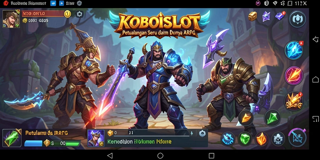 Gameplay menegangkan dalam KOBOISLOT dengan karakter yang berjuang melawan monster.
