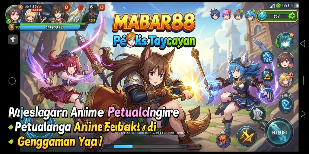 Tampilan gameplay menakjubkan dari MABAR88 dalam suasana anime.