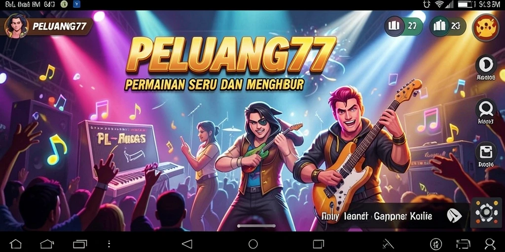 Tampilan gameplay PELUANG77 dengan banyak pilihan lagu musik.