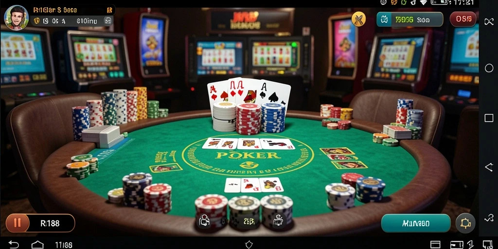 Screenshot gameplay RI188 menampilkan suasana seru permainan Poker.