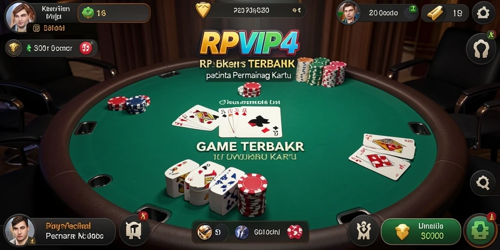 Screenshot RPVIP4 menunjukkan pemain beraksi di meja poker.