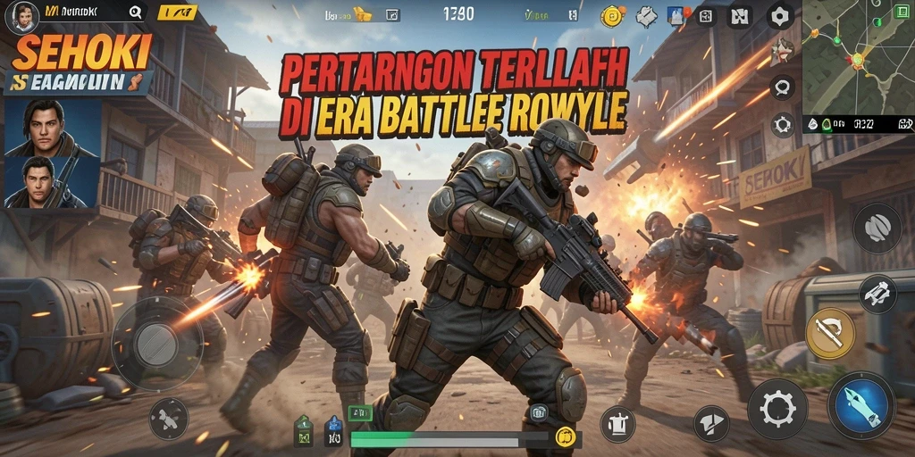 Screenshot menampilkan aksi mendebarkan dalam game SEHOKI Battle Royale.