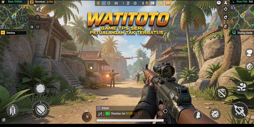 Screenshot WATITOTO menampilkan aksi menembak yang mendebarkan di lingkungan yang detail.